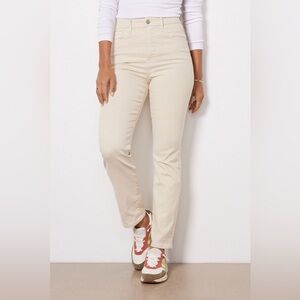 Good American Good Classic Bone High Waisted Cream Straight Leg Jeans Size 2